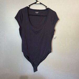 Old Navy Double Lined Short Sleeve Bodysuit Large Petite Navy NEW #1100